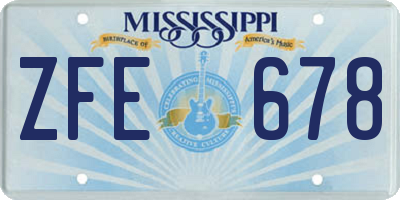 MS license plate ZFE678