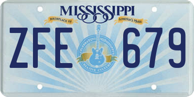 MS license plate ZFE679