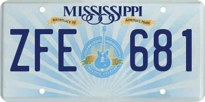 MS license plate ZFE681