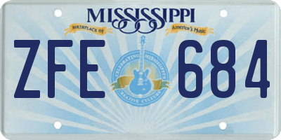 MS license plate ZFE684