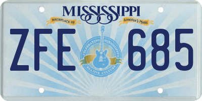 MS license plate ZFE685