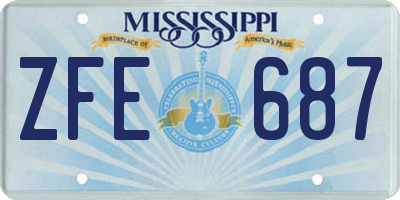 MS license plate ZFE687