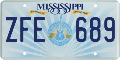 MS license plate ZFE689