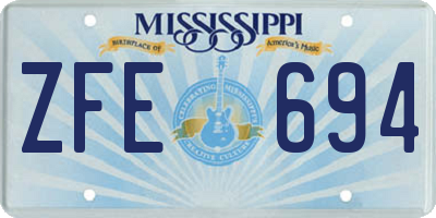 MS license plate ZFE694