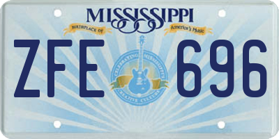 MS license plate ZFE696