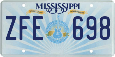 MS license plate ZFE698