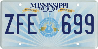 MS license plate ZFE699