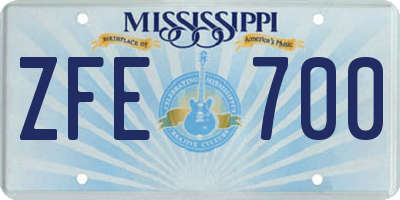 MS license plate ZFE700