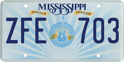 MS license plate ZFE703
