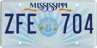 MS license plate ZFE704