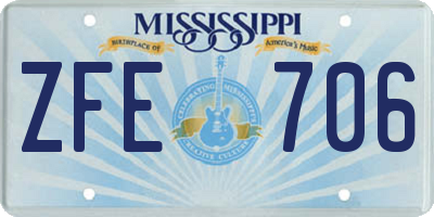 MS license plate ZFE706