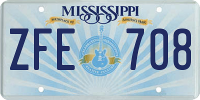 MS license plate ZFE708
