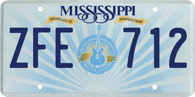 MS license plate ZFE712