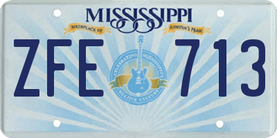 MS license plate ZFE713