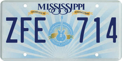 MS license plate ZFE714