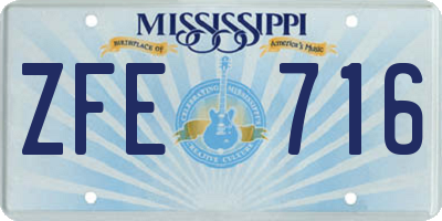 MS license plate ZFE716