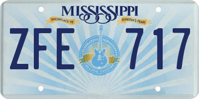 MS license plate ZFE717
