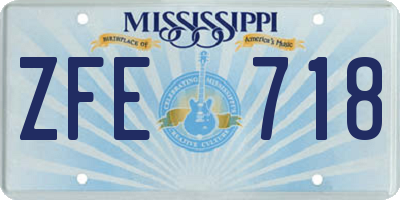MS license plate ZFE718