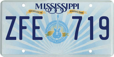 MS license plate ZFE719