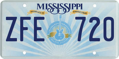 MS license plate ZFE720