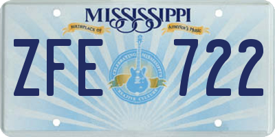 MS license plate ZFE722