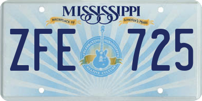 MS license plate ZFE725