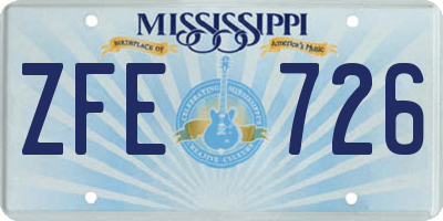 MS license plate ZFE726