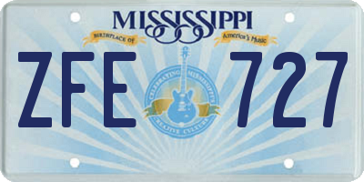 MS license plate ZFE727