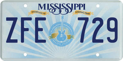 MS license plate ZFE729
