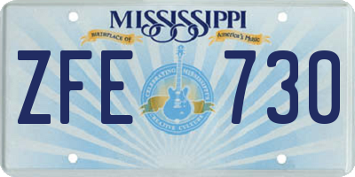 MS license plate ZFE730