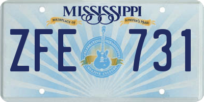 MS license plate ZFE731