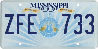 MS license plate ZFE733
