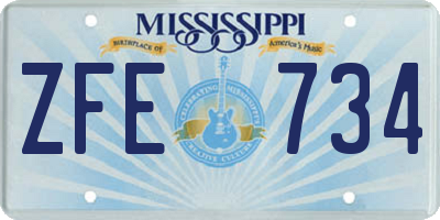 MS license plate ZFE734