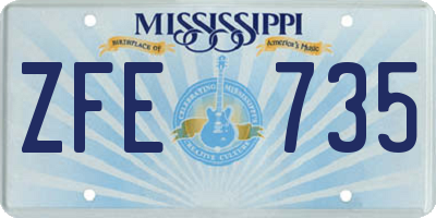 MS license plate ZFE735
