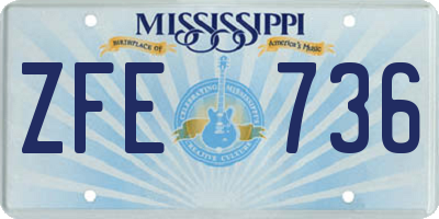 MS license plate ZFE736