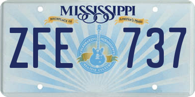 MS license plate ZFE737