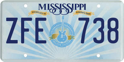 MS license plate ZFE738