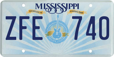 MS license plate ZFE740