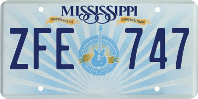 MS license plate ZFE747