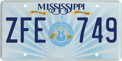 MS license plate ZFE749
