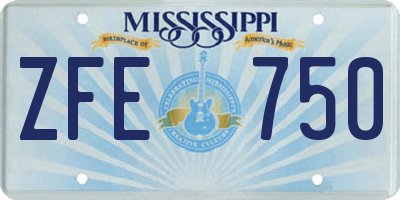 MS license plate ZFE750