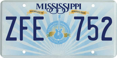 MS license plate ZFE752