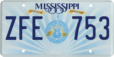 MS license plate ZFE753