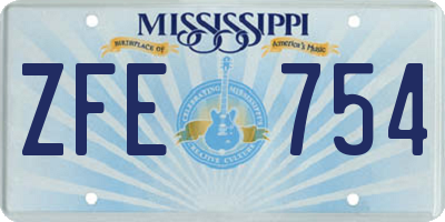 MS license plate ZFE754