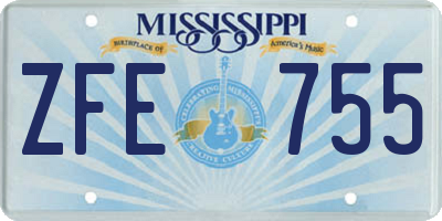 MS license plate ZFE755