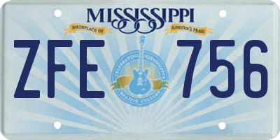 MS license plate ZFE756