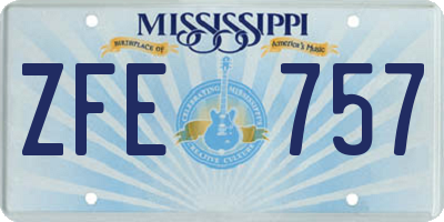 MS license plate ZFE757