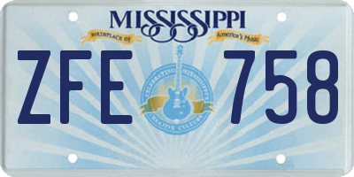 MS license plate ZFE758