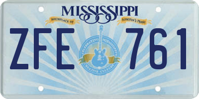 MS license plate ZFE761