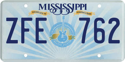 MS license plate ZFE762